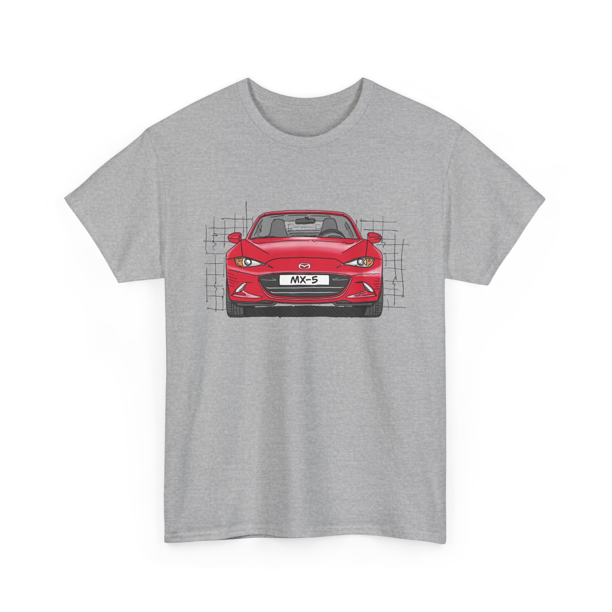 T-Shirt, Mazda MX-5 ND RF, Strichzeichnung, Rot, beidseitig