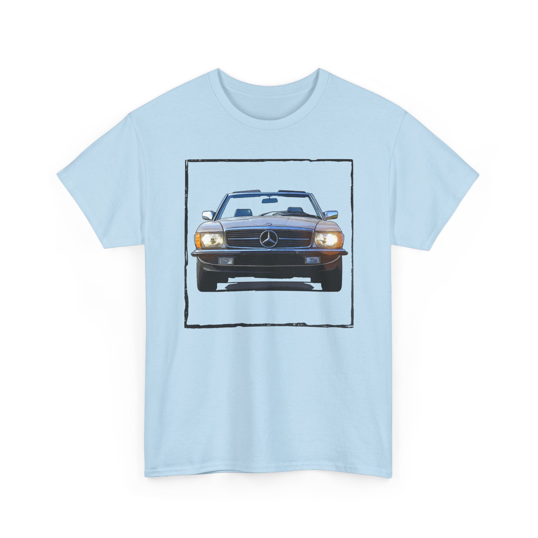 T-Shirt, Mercedes SL R107, Silber - Vorder- und Rückseite bedruckt – Bild 13