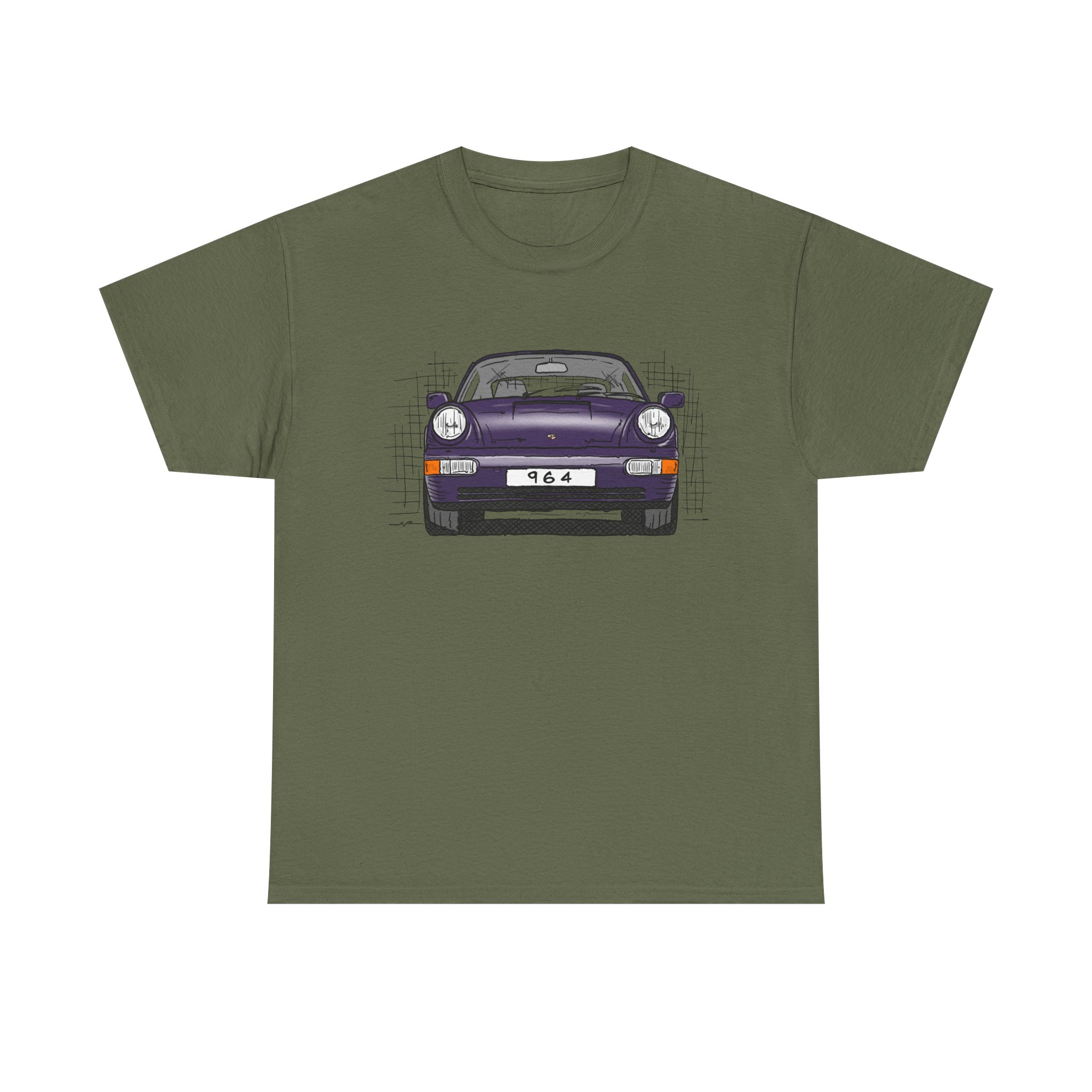 T-Shirt, Porsche 911, 964 Coupé, Strichzeichnung, Viola (30 Jahre Jubi), personalisierbar – Bild 17