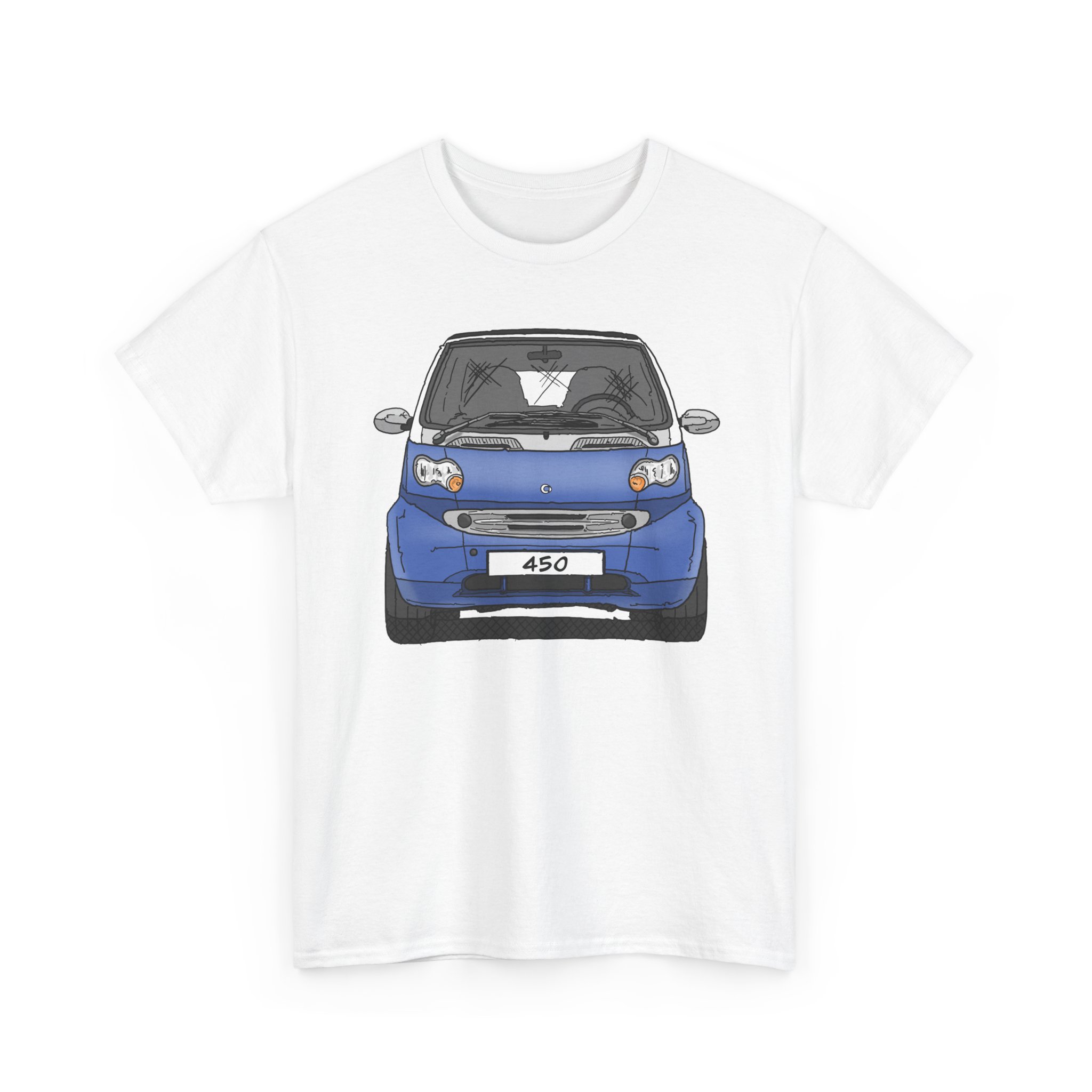 T-Shirt, Smart 450 FL, Strichzeichnung, Blau, eigenes Kennzeichen möglich – Bild 4