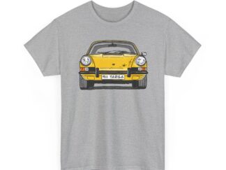 T-Shirt, Porsche 911 Targa, F-Modell, Ur-Elfer, Strichzeichnung, Gelb, personalisierbar