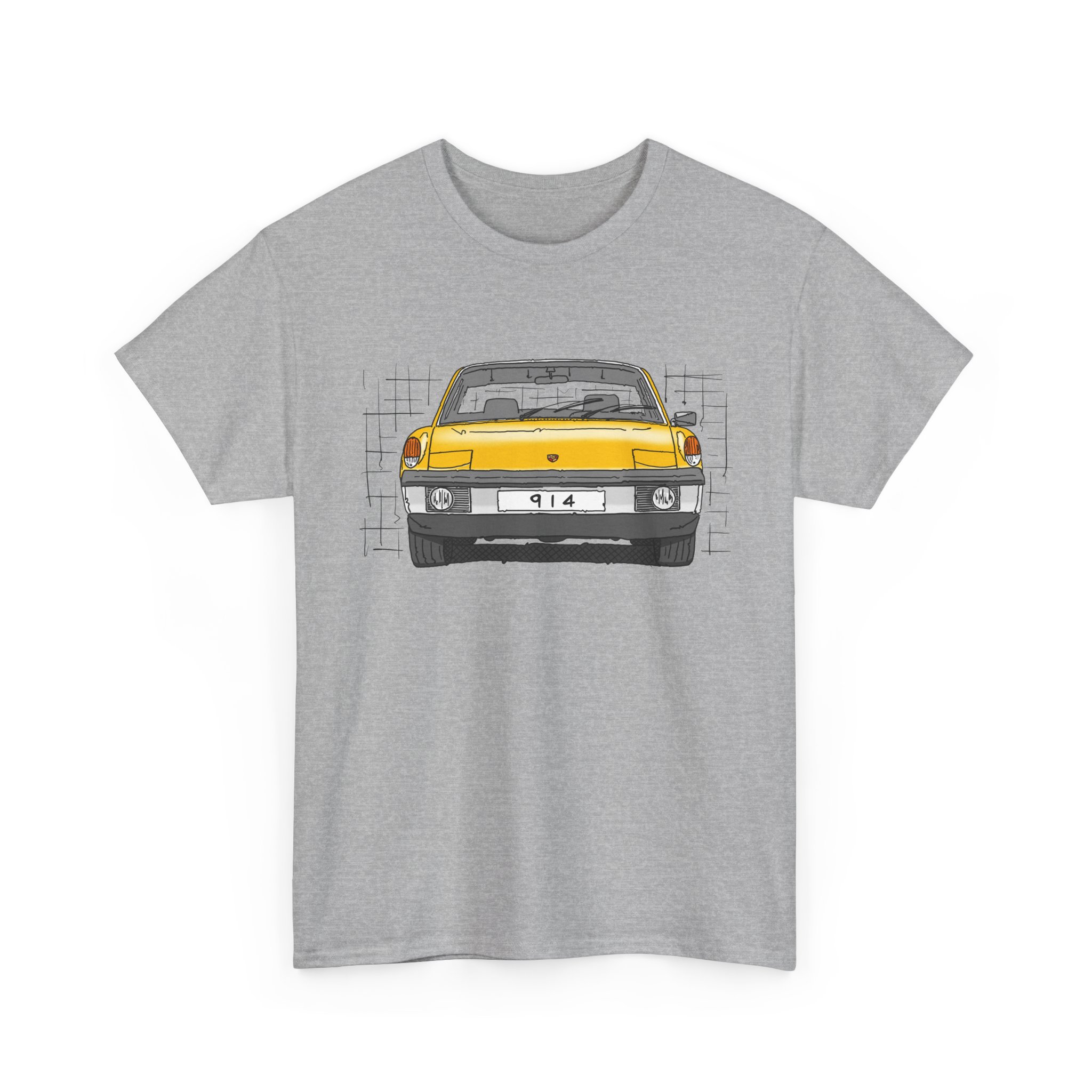 T-Shirt, Porsche 914, VW Porsche, Strichzeichnung, Gelb, personalisierbar