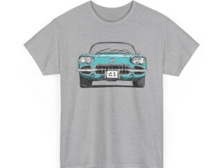 T-Shirt, Corvette C1, Strichzeichnung, Türkis, personalisierbar