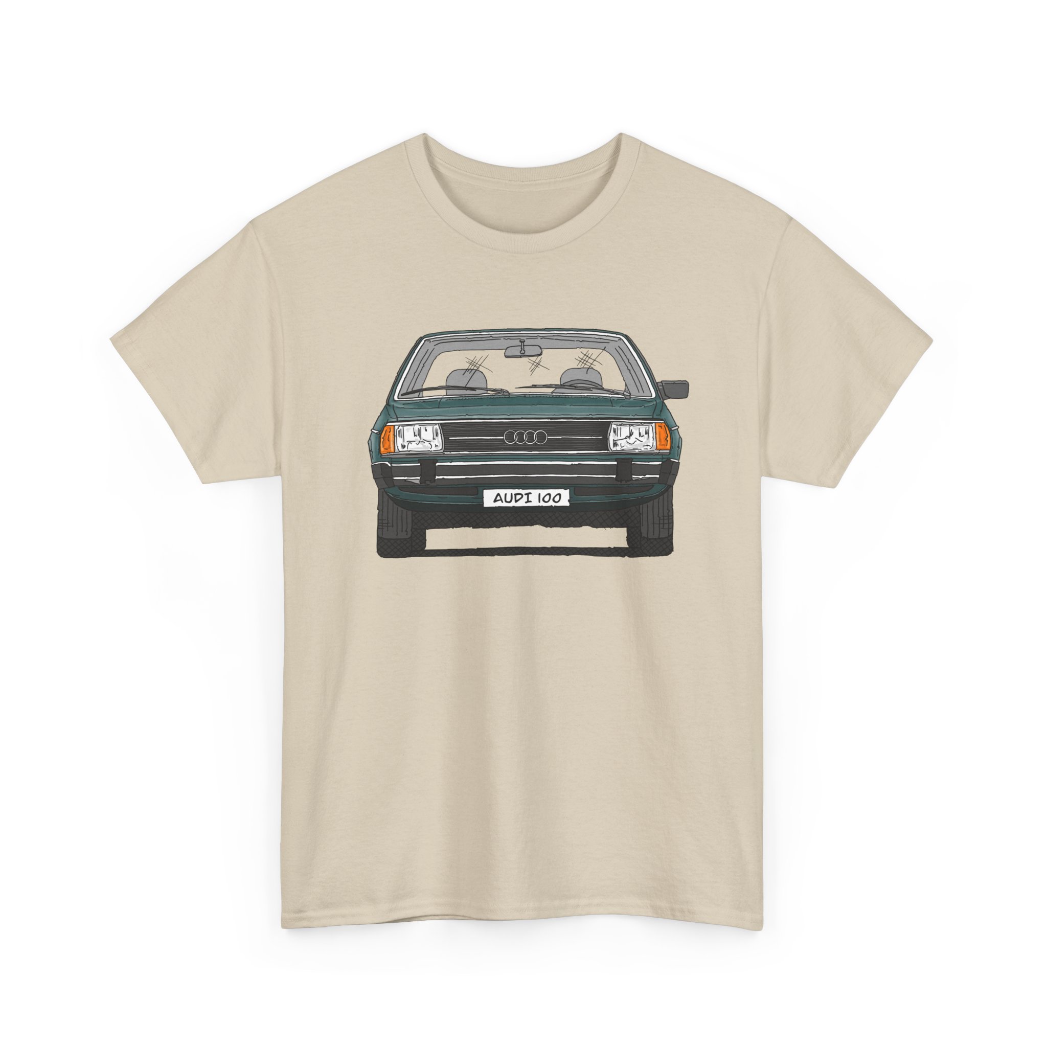 T-Shirt, Audi 100 C2, Strichzeichnung, Dunkelgrün, mit Kennzeichen personalisierbar – Bild 15