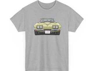 T-Shirt, Chevrolet Corvette C2, Strichzeichnung, Gelb, eigenes Kennzeichen möglich