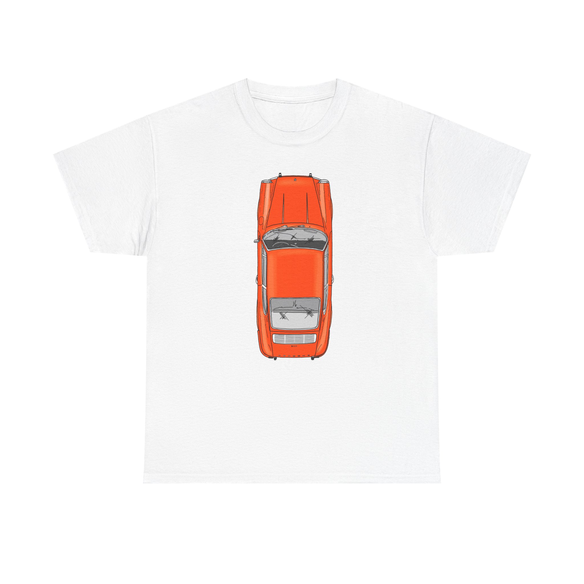 T-Shirt, Porsche 911 Coupé, F-Modell, Ur-Elfer, Top View, Orange – Bild 5