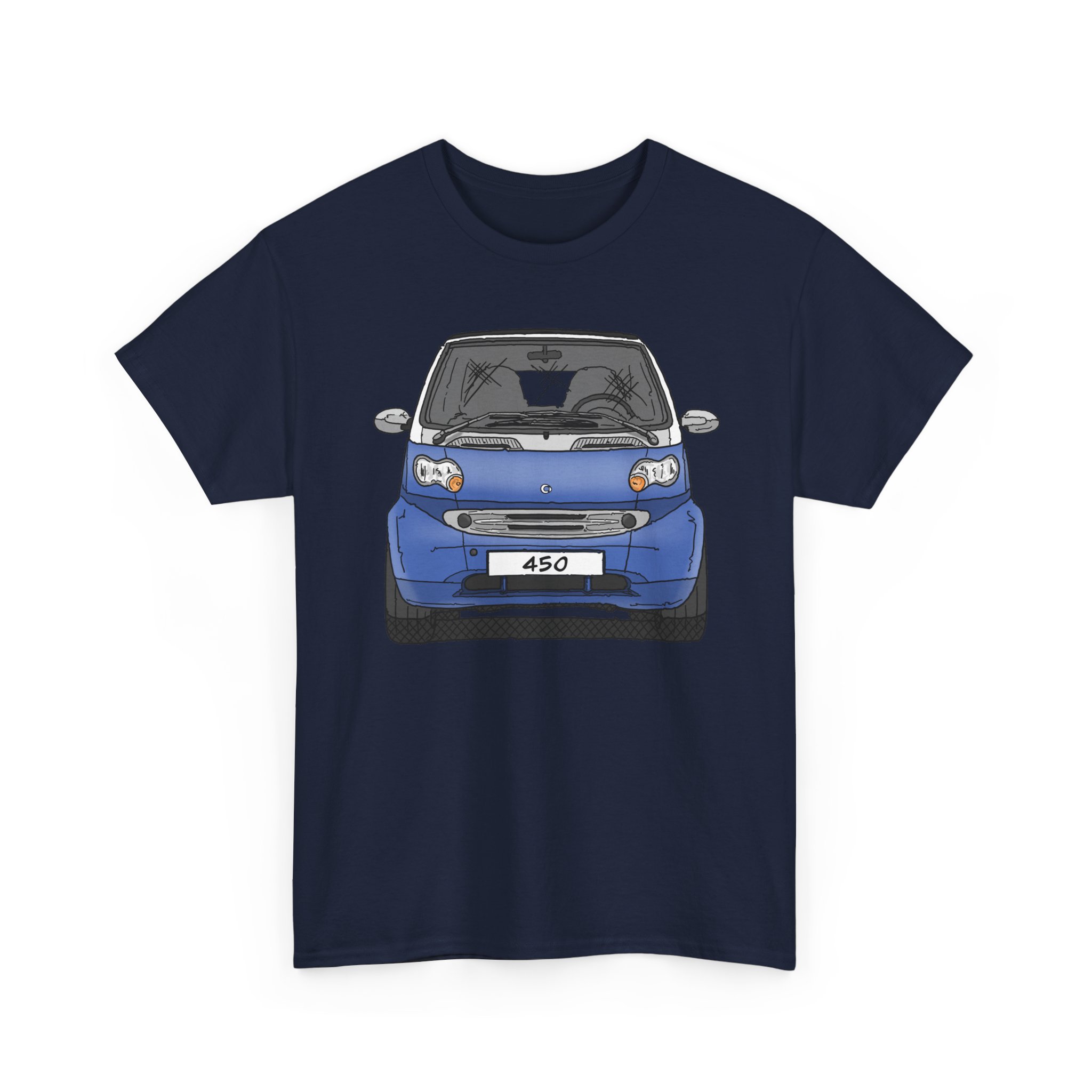 T-Shirt, Smart 450 FL, Strichzeichnung, Blau, eigenes Kennzeichen möglich – Bild 10