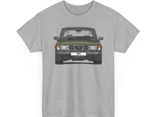 T-Shirt, Saab 99, Strichzeichnung, Grün, eigenes Kennzeichen möglich