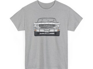 T-Shirt, Ford Mustang Convertible, Strichzeichnung, Weiß, mit Kennzeichen personalisierbar