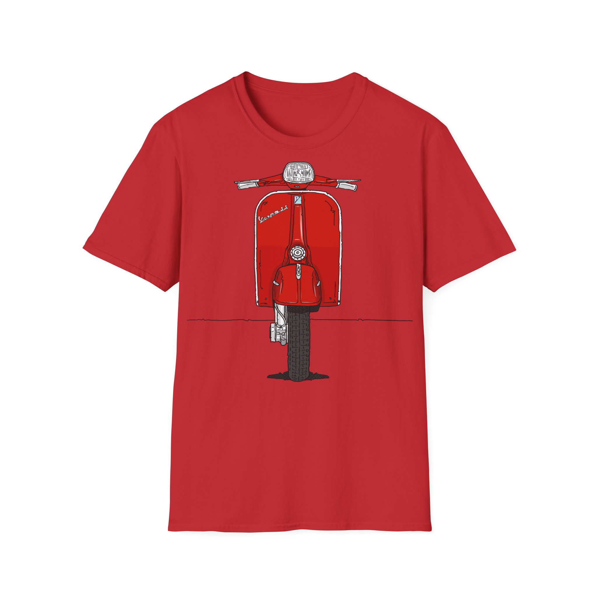 T-Shirt, Vespa Super Sport, 180 SS, Rot, Strichzeichnung – Bild 33