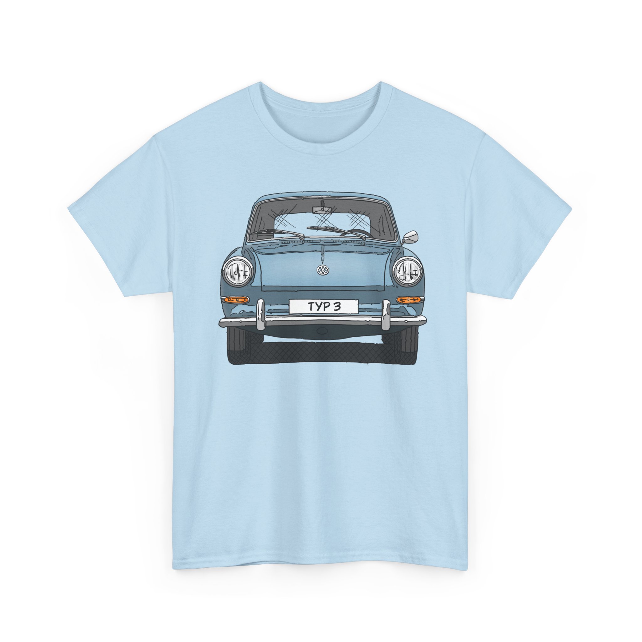 T-Shirt, VW Typ 3, 1500, 1600, Strichzeichnung, Hellblau, eigenes Kennzeichen möglich – Bild 7