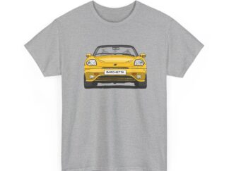 T-Shirt, Fiat Barchetta, Strichzeichnung, Gelb, eigenes Kennzeichen möglich