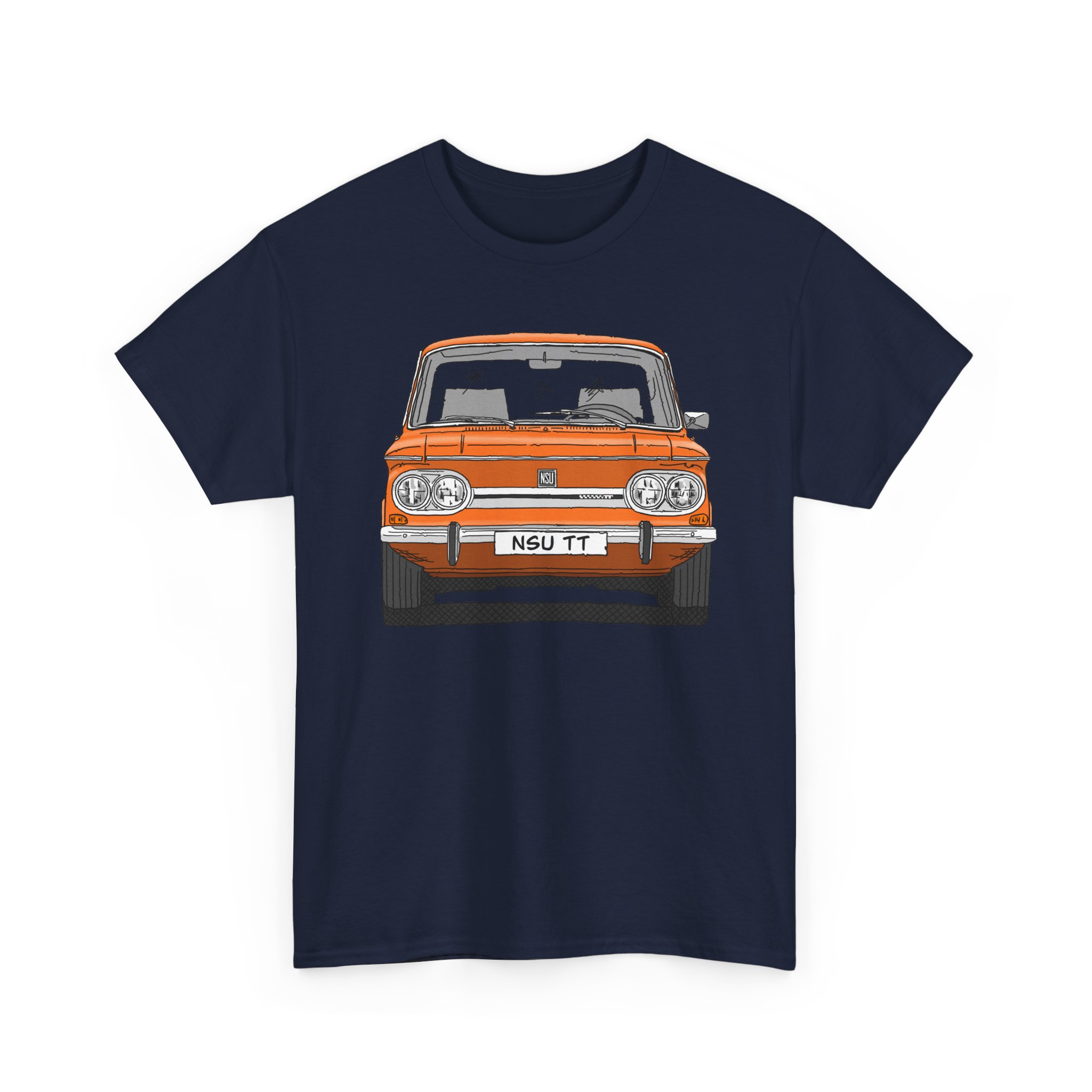 T-Shirt, NSU TT, Strichzeichnung, Orange, mit Kennzeichen personalisierbar – Bild 4