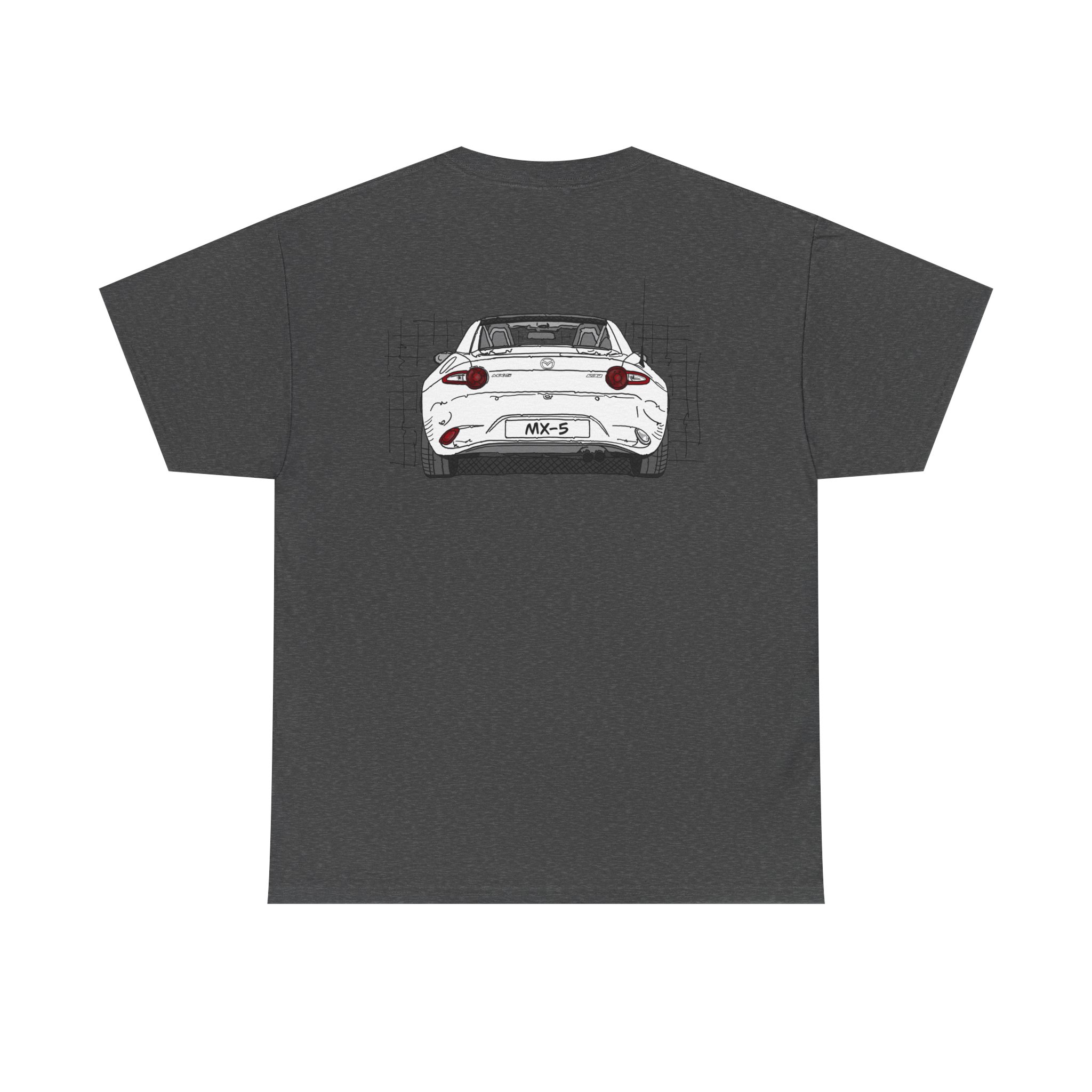 T-Shirt, Mazda MX-5 ND RF, Strichzeichnung, Weiß, beidseitig – Bild 6