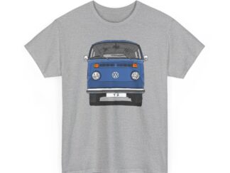 T-Shirt, VW T2, T2b, Bulli, VW Bus, Strichzeichnung, Blau, Wunsch-Kennzeichen möglich
