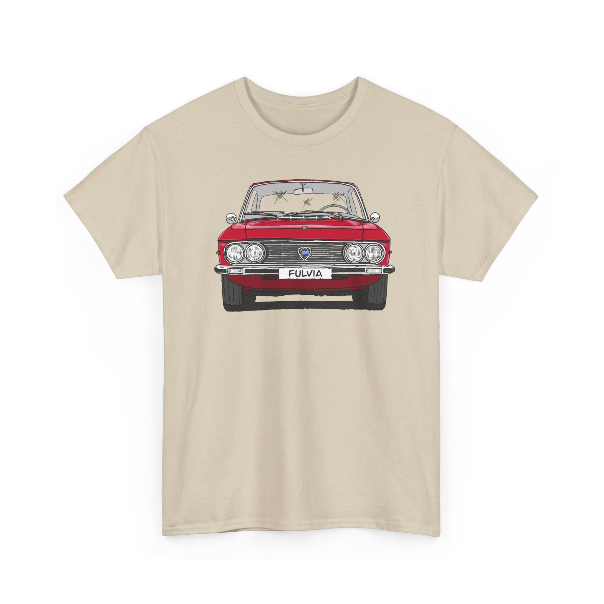 T-Shirt, Lancia Fulvia Coupe, Strichzeichnung, Rot, eigenes Kennzeichen möglich – Bild 3