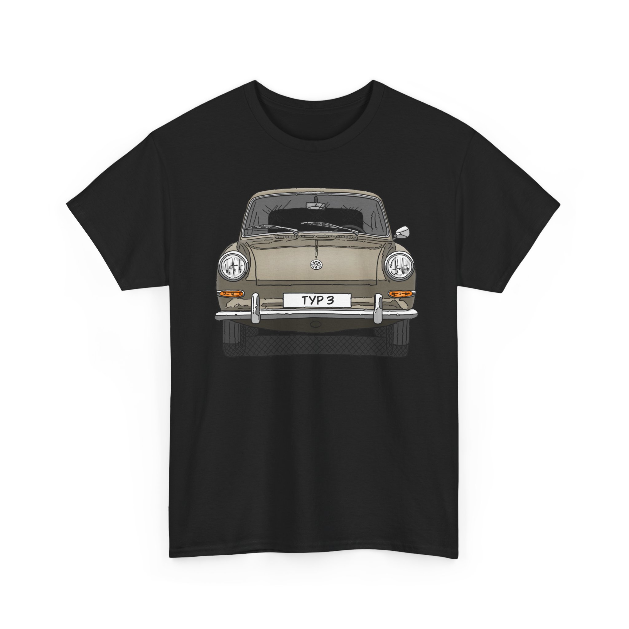 T-Shirt, VW Typ 3, 1500, 1600, Strichzeichnung, Sand, eigenes Kennzeichen möglich – Bild 5