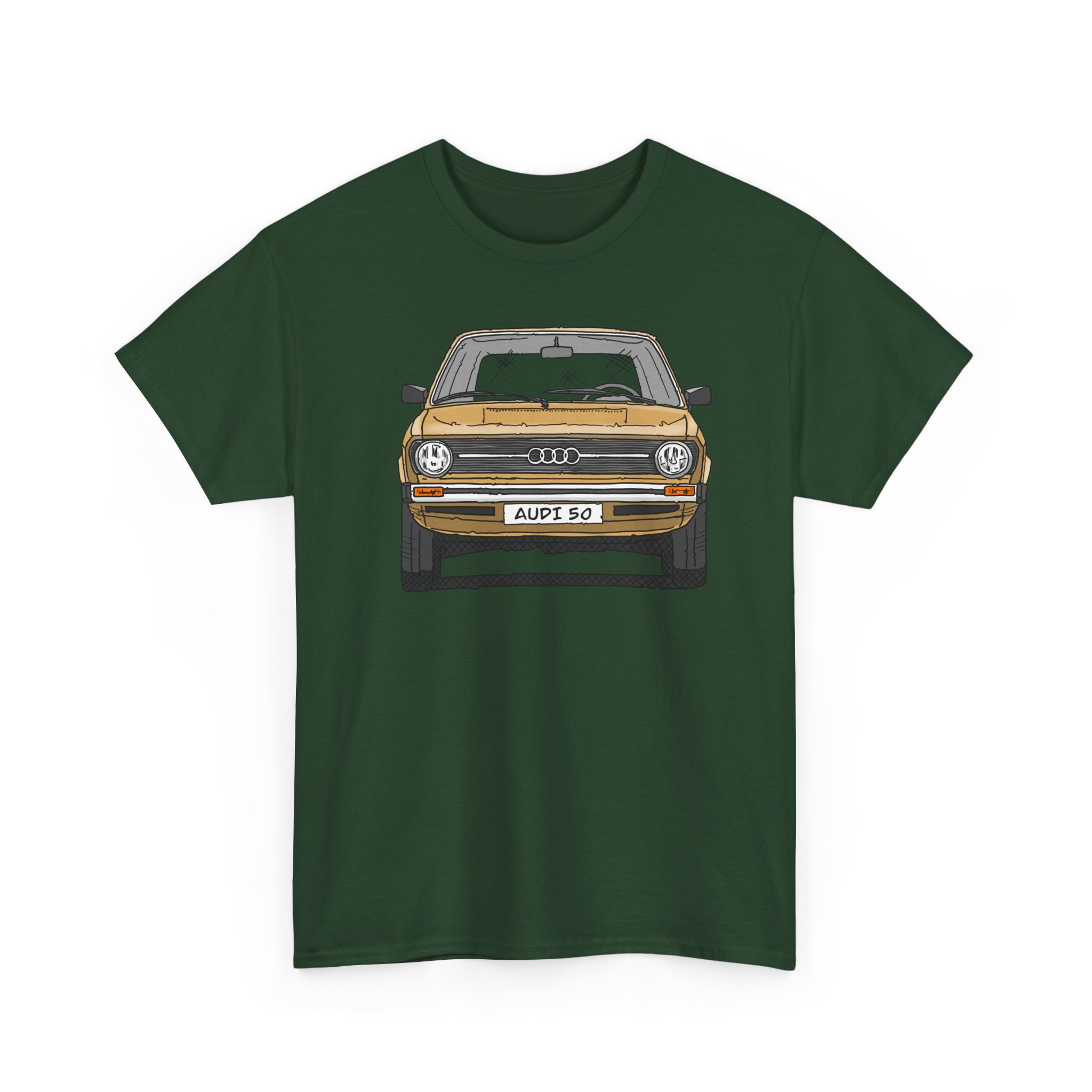 T-Shirt, Audi 50, Strichzeichnung, Hellas, 2 Außenspiegel, mit Kennzeichen personalisierbar – Bild 39