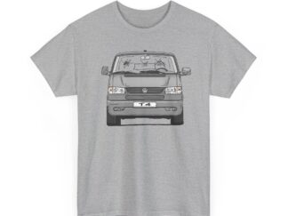 T-Shirt, VW T4 GP, Bulli, Strichzeichnung, Silbergrau, mit Kennzeichen personalisierbar