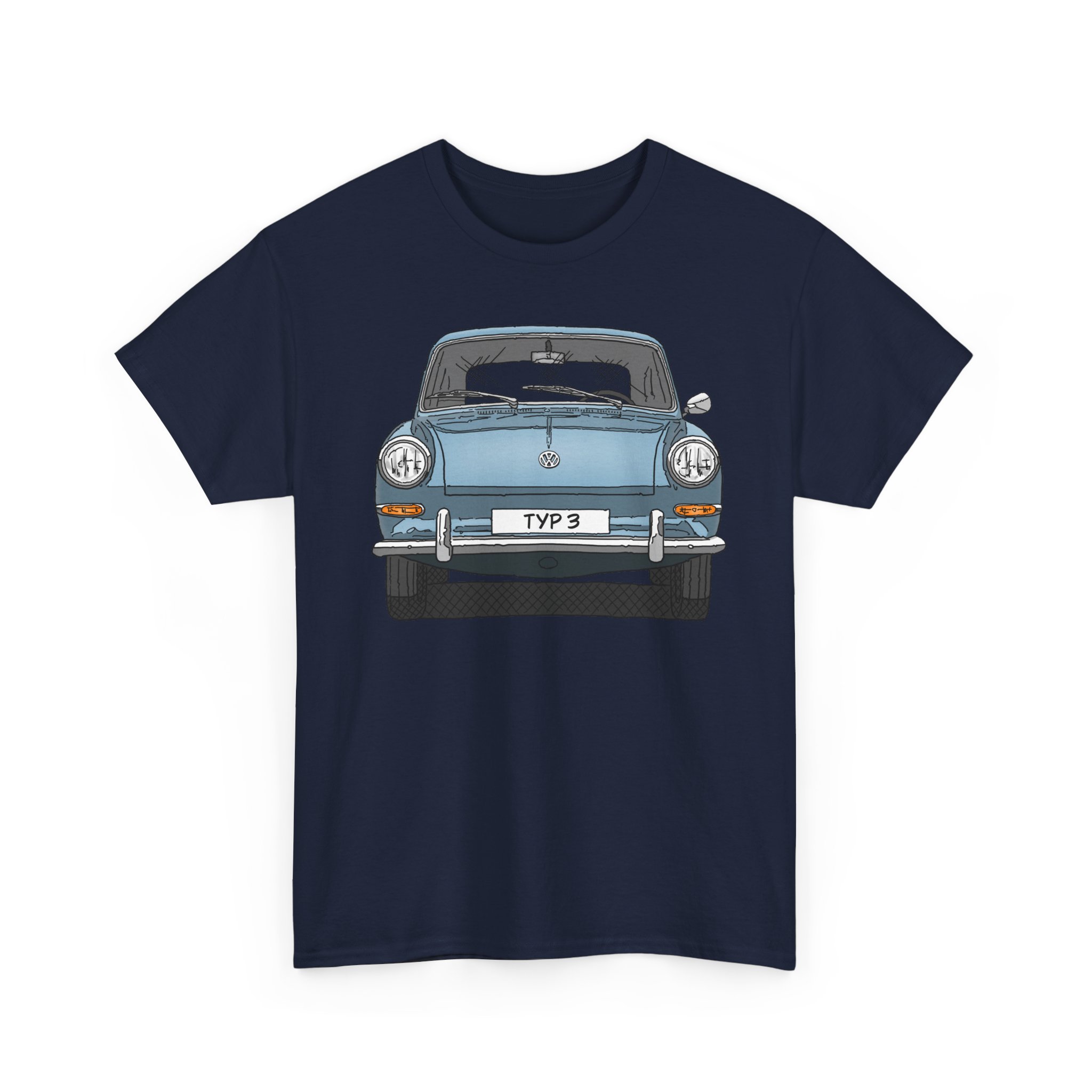 T-Shirt, VW Typ 3, 1500, 1600, Strichzeichnung, Hellblau, eigenes Kennzeichen möglich – Bild 9