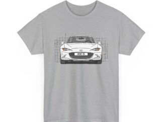 T-Shirt, Mazda MX-5 ND RF, Strichzeichnung, Weiß, beidseitig