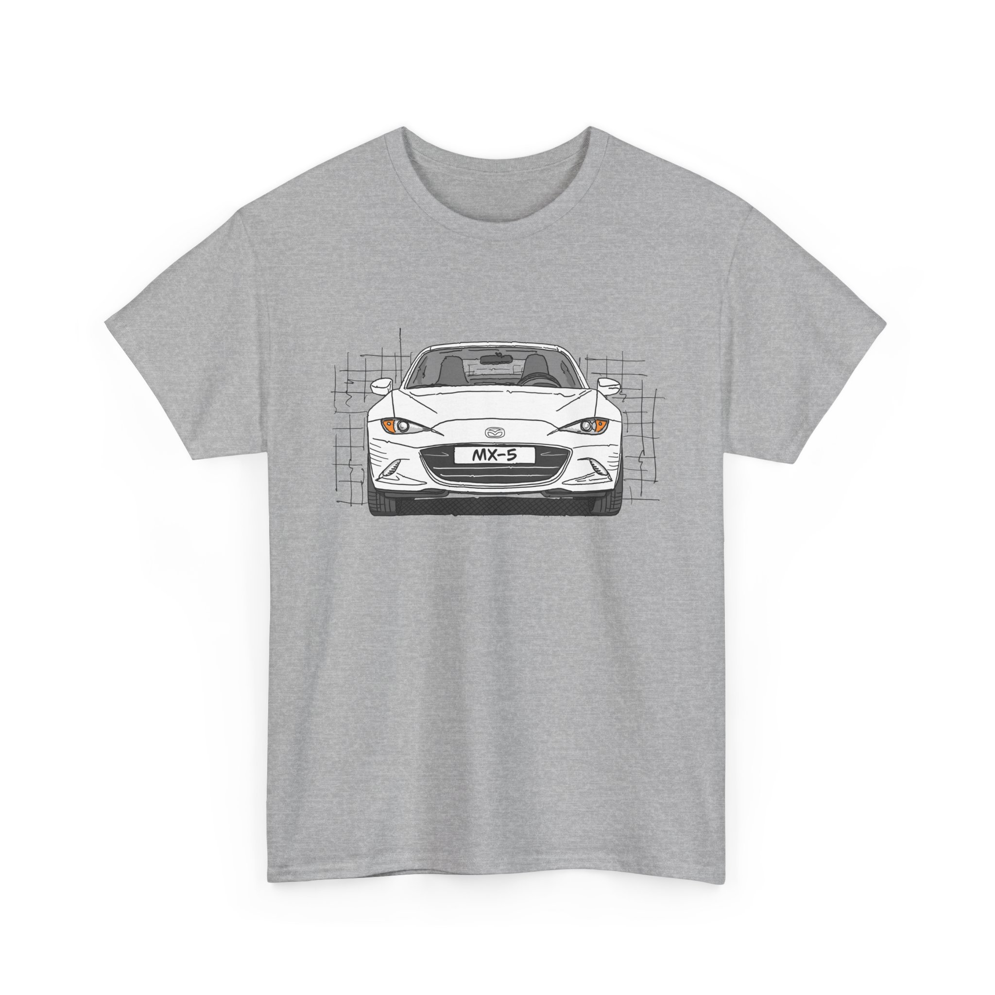 T-Shirt, Mazda MX-5 ND RF, Strichzeichnung, Weiß, beidseitig