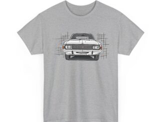 T-Shirt, Opel Commodore, Strichzeichnung, Weiß, personalisierbar