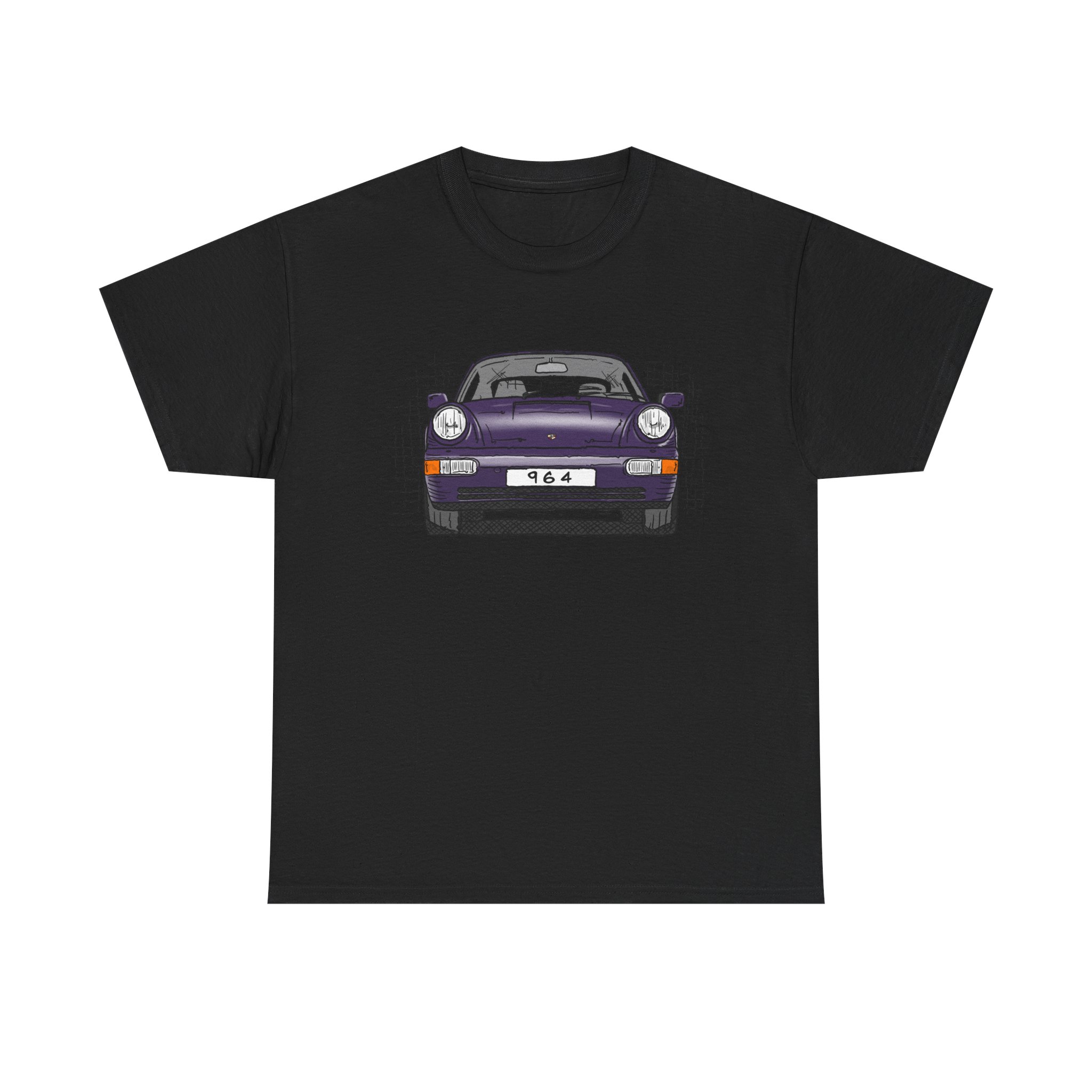 T-Shirt, Porsche 911, 964 Coupé, Strichzeichnung, Viola (30 Jahre Jubi), personalisierbar – Bild 9
