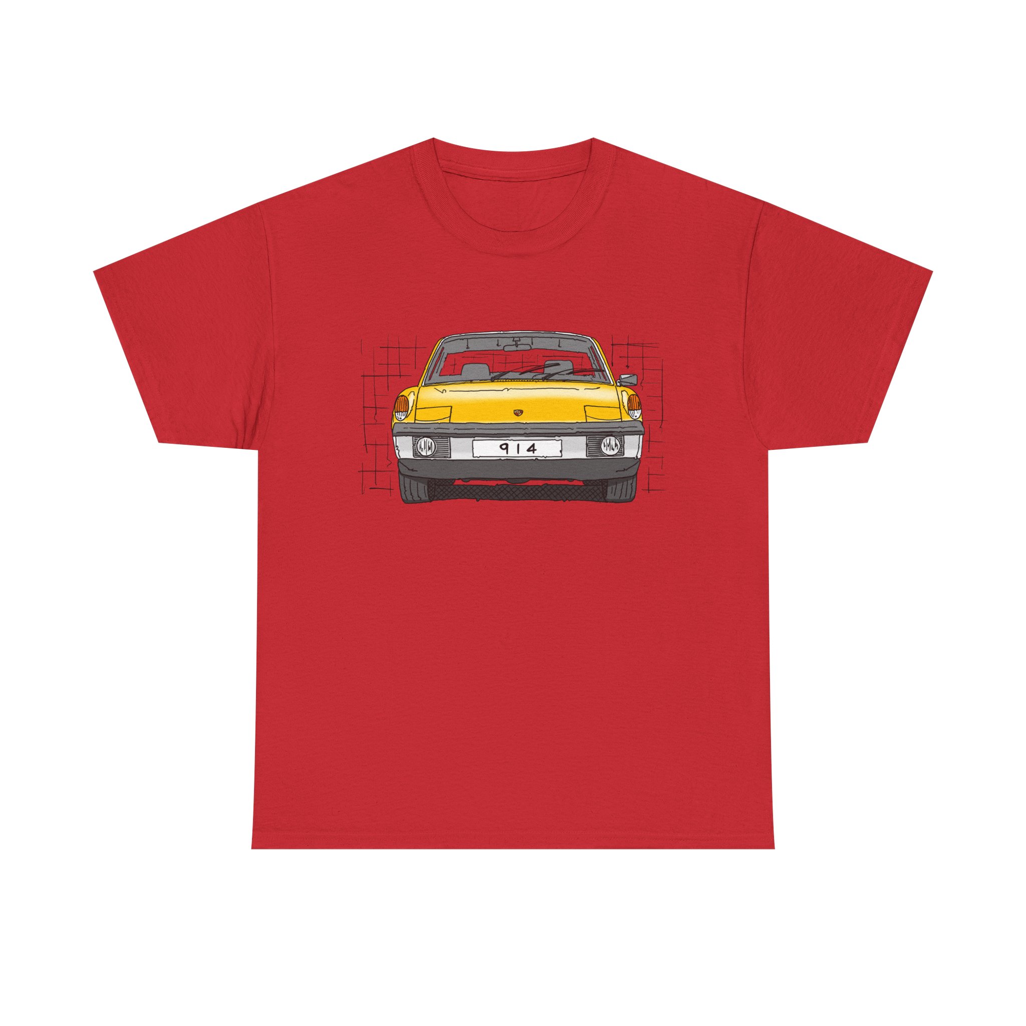 T-Shirt, Porsche 914, VW Porsche, Strichzeichnung, Gelb, personalisierbar – Bild 41