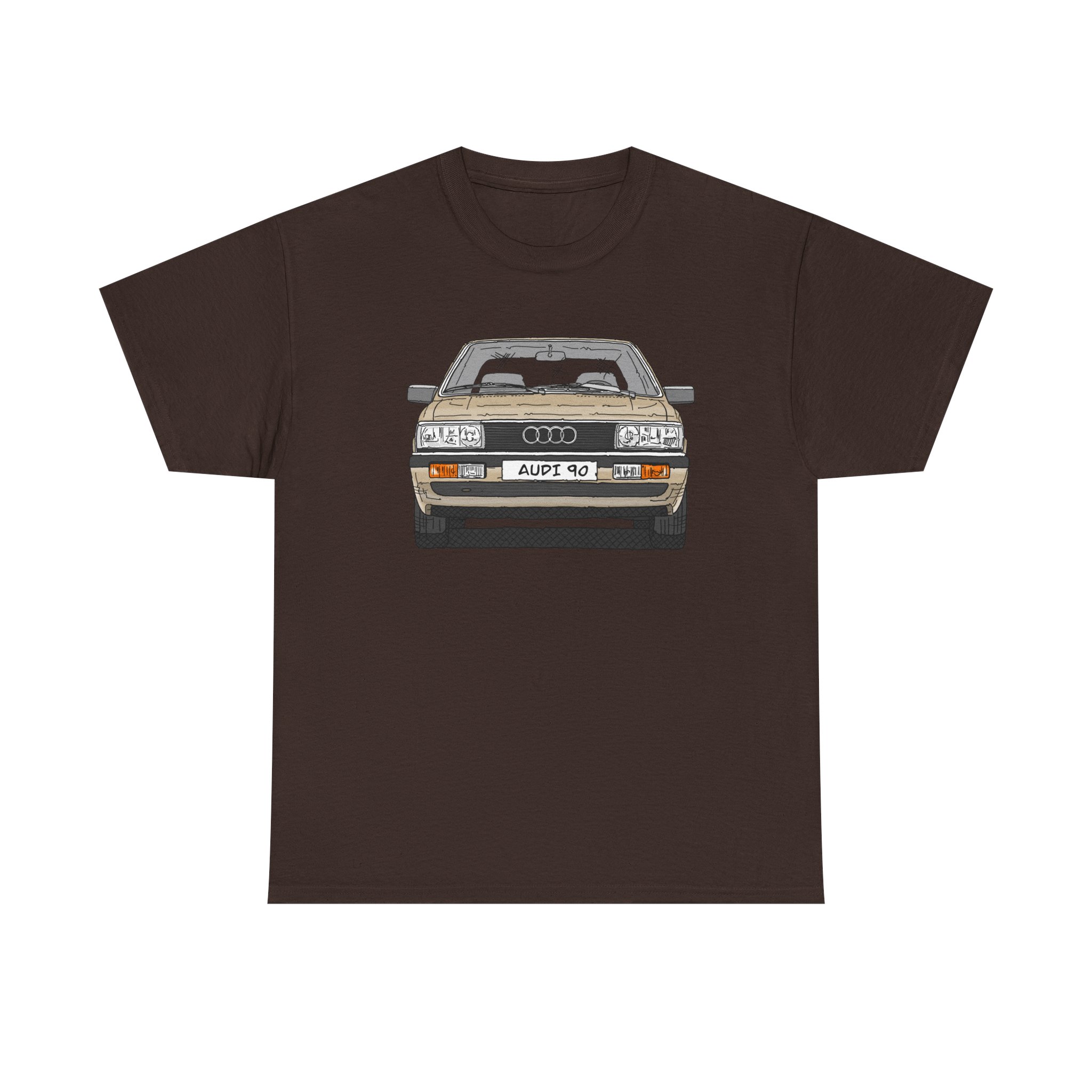 T-Shirt, Audi 90 B2, Strichzeichnung, Kalaharibeige, mit Kennzeichen personalisierbar – Bild 5
