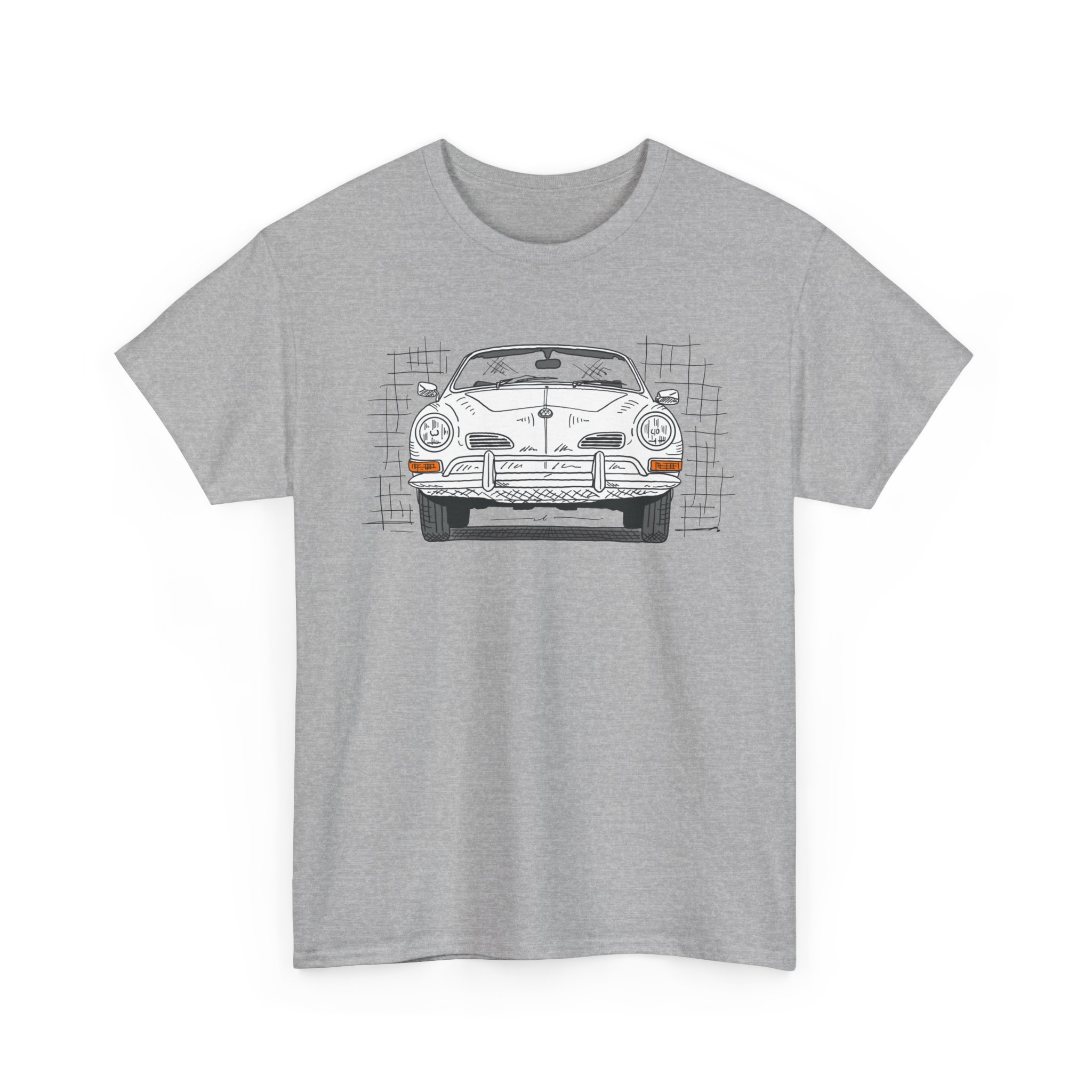 T-Shirt, Karmann Ghia Typ 14, Cabrio, Strichzeichnung, Weiß, personalisierbar