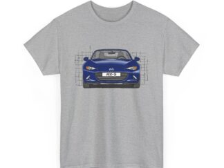 T-Shirt, Mazda MX-5 ND RF, Strichzeichnung, Blau, beidseitig