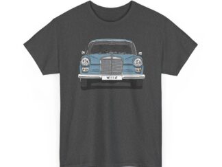 T-Shirt, Mercedes W110, Heckflosse, Strichzeichnung, Blau, Wunschkennzeichen möglich