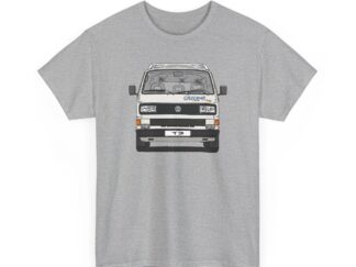 T-Shirt, VW T3, Bulli, California, Strichzeichnung, Weiß, eigenes Kennzeichen möglich