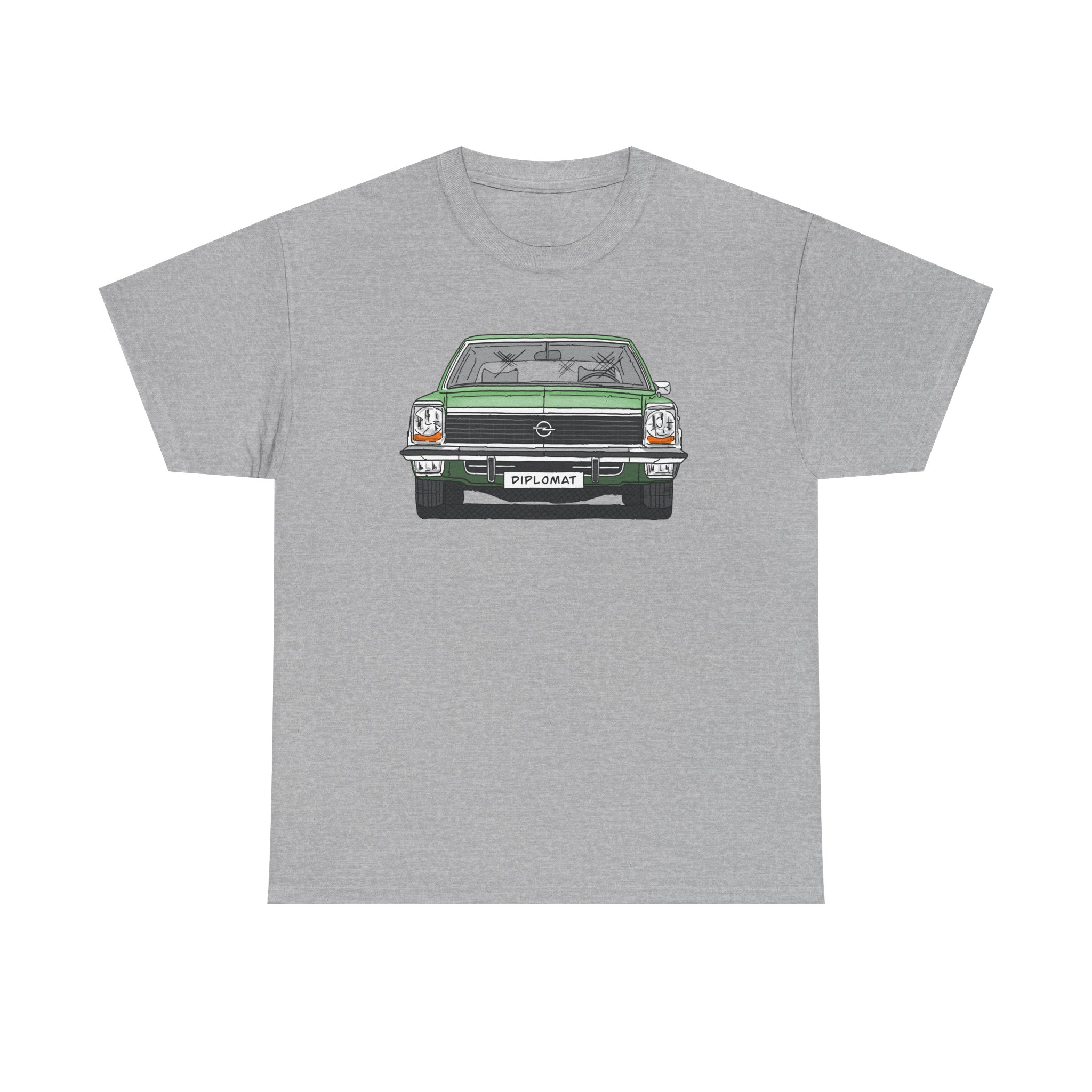 T-Shirt, Opel Diplomat B, Strichzeichnung, Grün, mit Kennzeichen personalisierbar – Bild 2