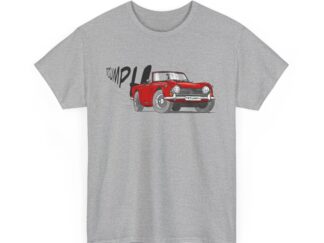 T-Shirt, Triumph TR4A TR5 TR250, Strichzeichnung, Rot, personalisierbar