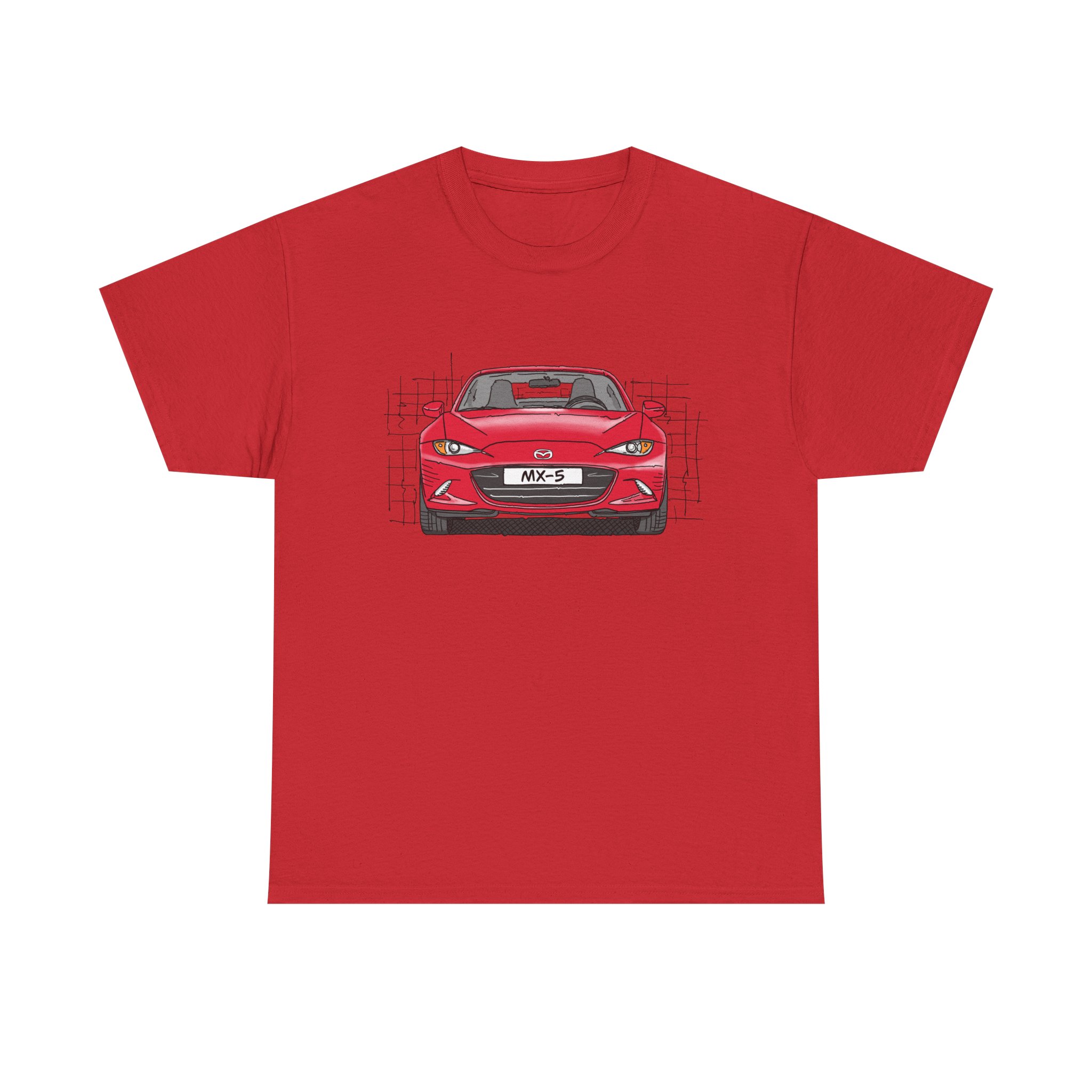T-Shirt, Mazda MX-5 ND RF, Strichzeichnung, Rot, beidseitig – Bild 25