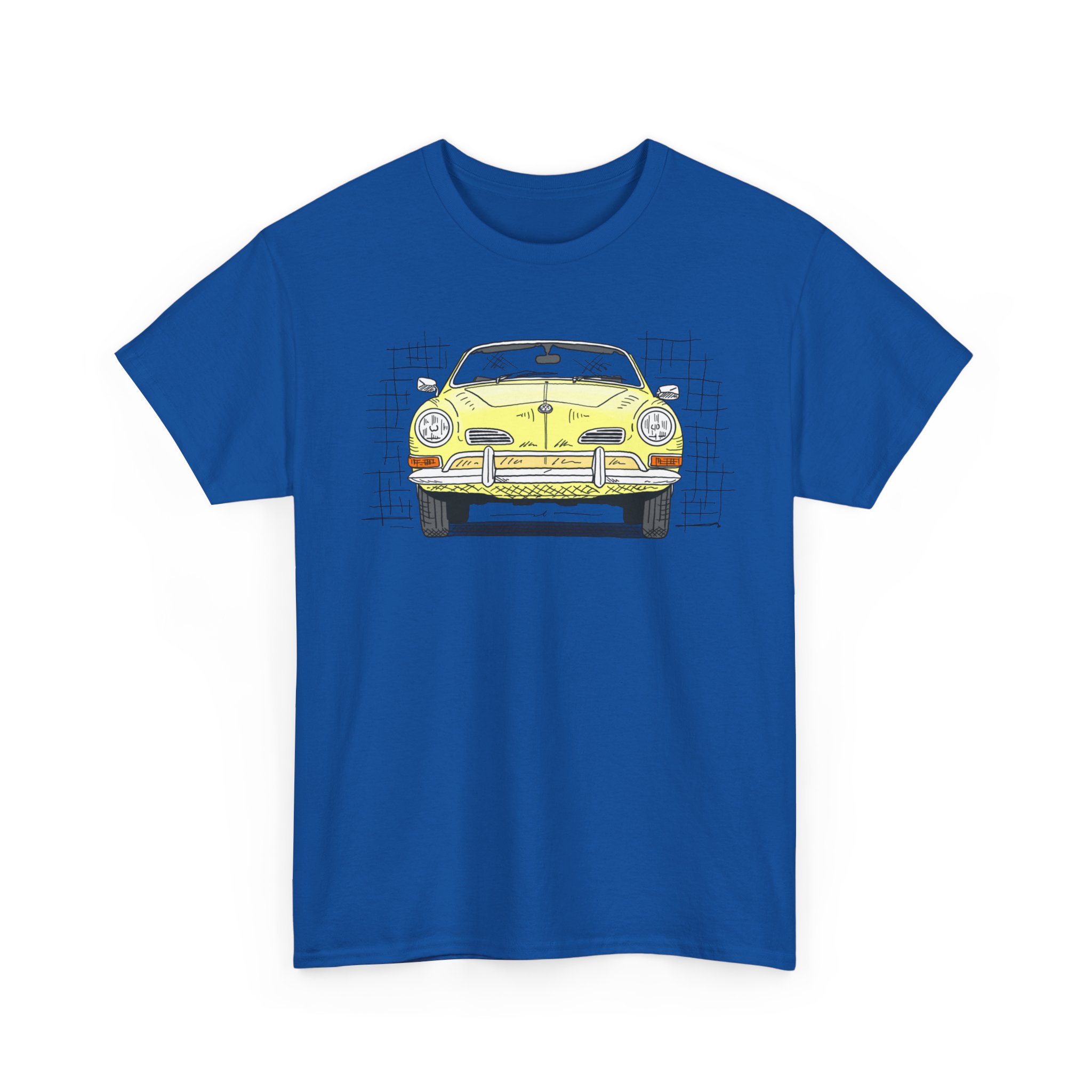 T-Shirt, Karmann Ghia Typ 14, Cabrio, Strichzeichnung, Gelb, personalisierbar – Bild 8