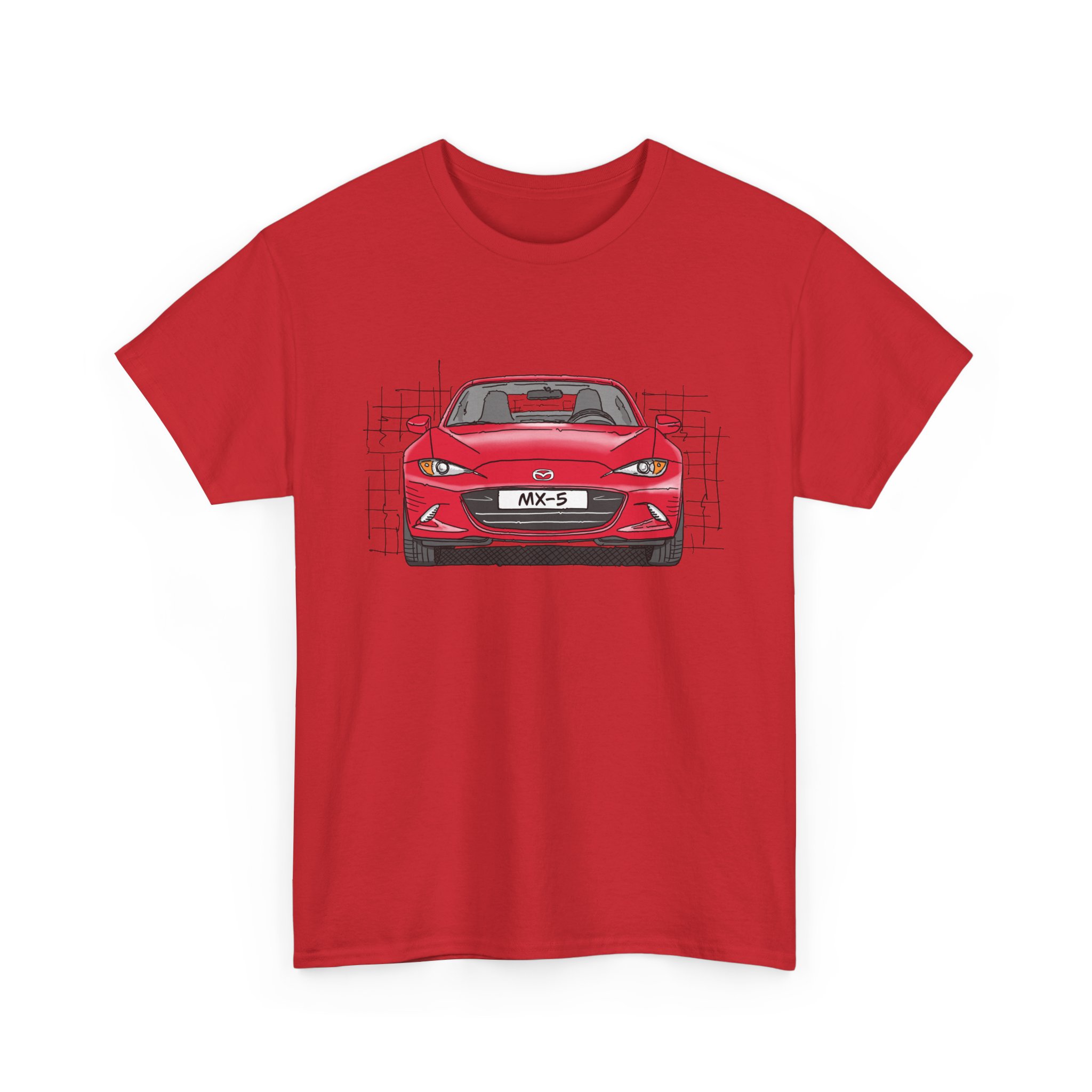 T-Shirt, Mazda MX-5 ND RF, Strichzeichnung, Rot, beidseitig – Bild 27