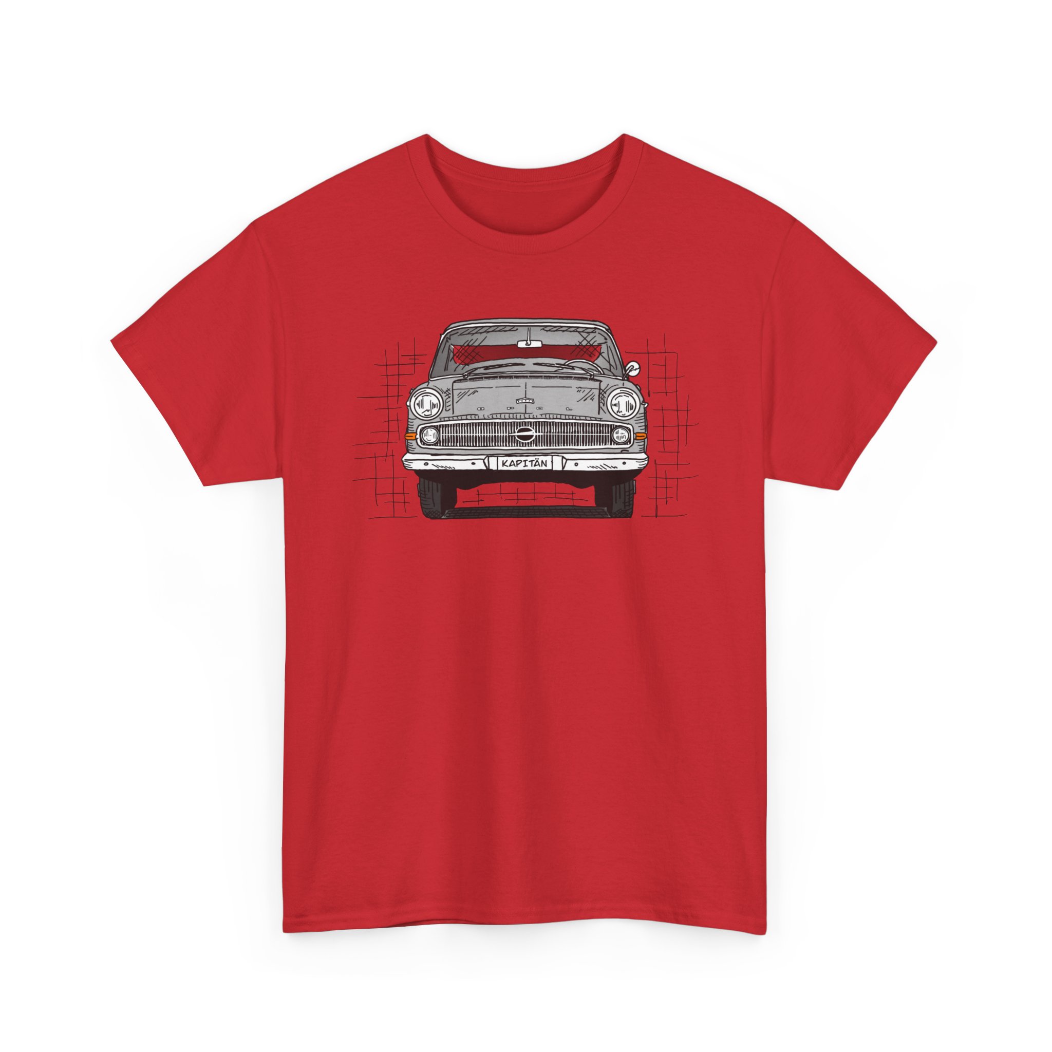 T-Shirt, Opel Kapitän P1, Strichzeichnung, Grau, personalisierbar – Bild 11