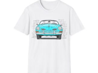 T-Shirt, Karmann Ghia Typ 14, Cabrio, Strichzeichnung, Türkis, personalisierbar