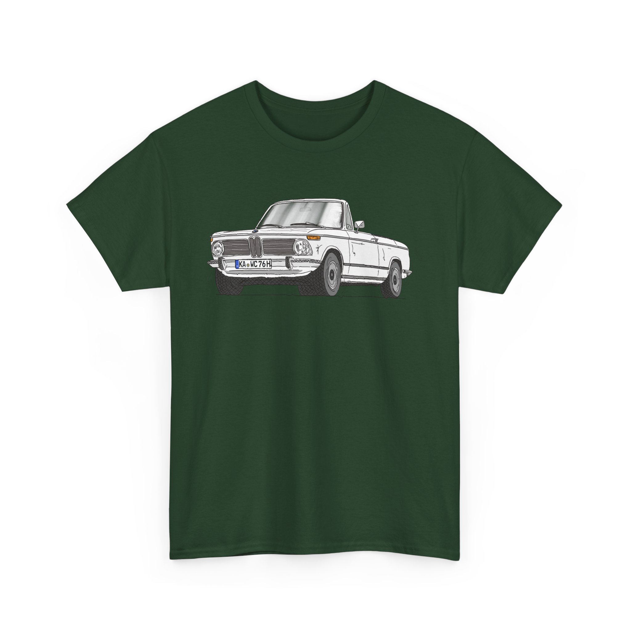 T-Shirt, BMW 02 Baur Cabrio, Strichzeichnung, Weiß, KA WC 76H – Bild 11