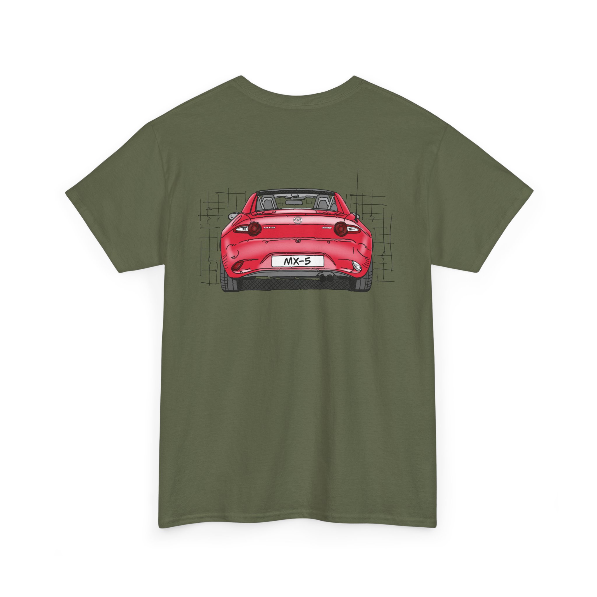 T-Shirt, Mazda MX-5 ND RF, Strichzeichnung, Rot, beidseitig – Bild 44