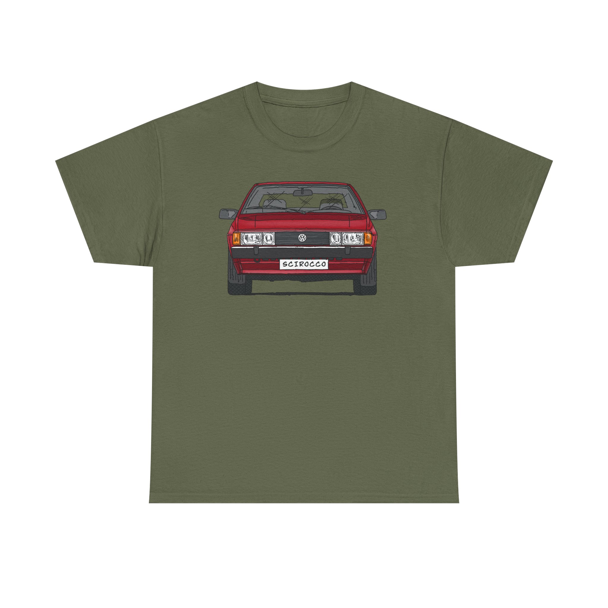 T-Shirt, VW SCIROCCO II, Strichzeichnung, Rot, Wunschkennzeichen möglich – Bild 25