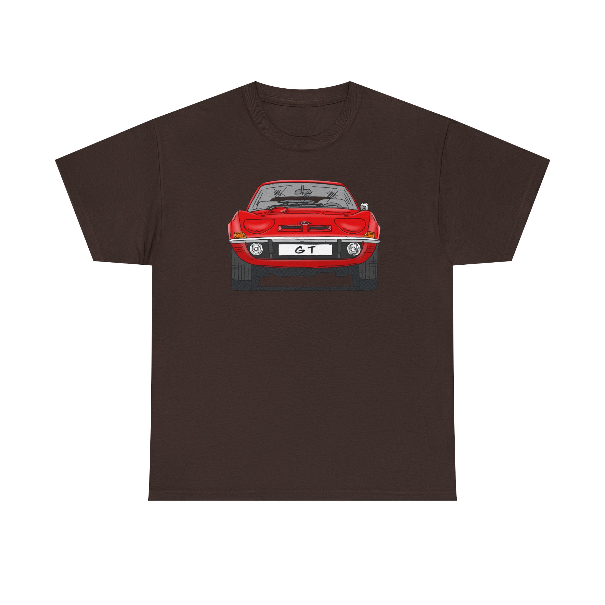 T-Shirt, Opel GT, Strichzeichnung, Rot, mit Kennzeichen personalisierbar – Bild 5