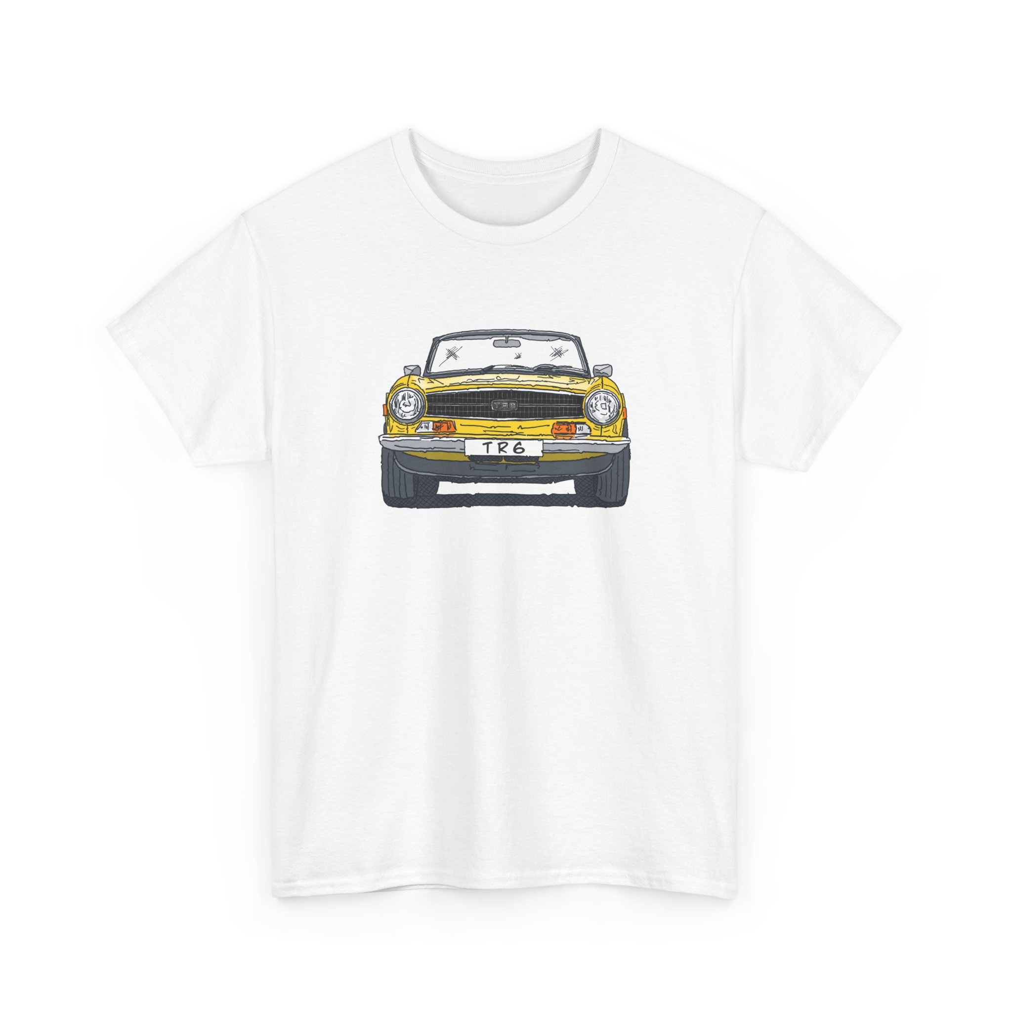 T-Shirt, Triumph TR6, Strichzeichnung, Gelb, personalisierbar – Bild 7