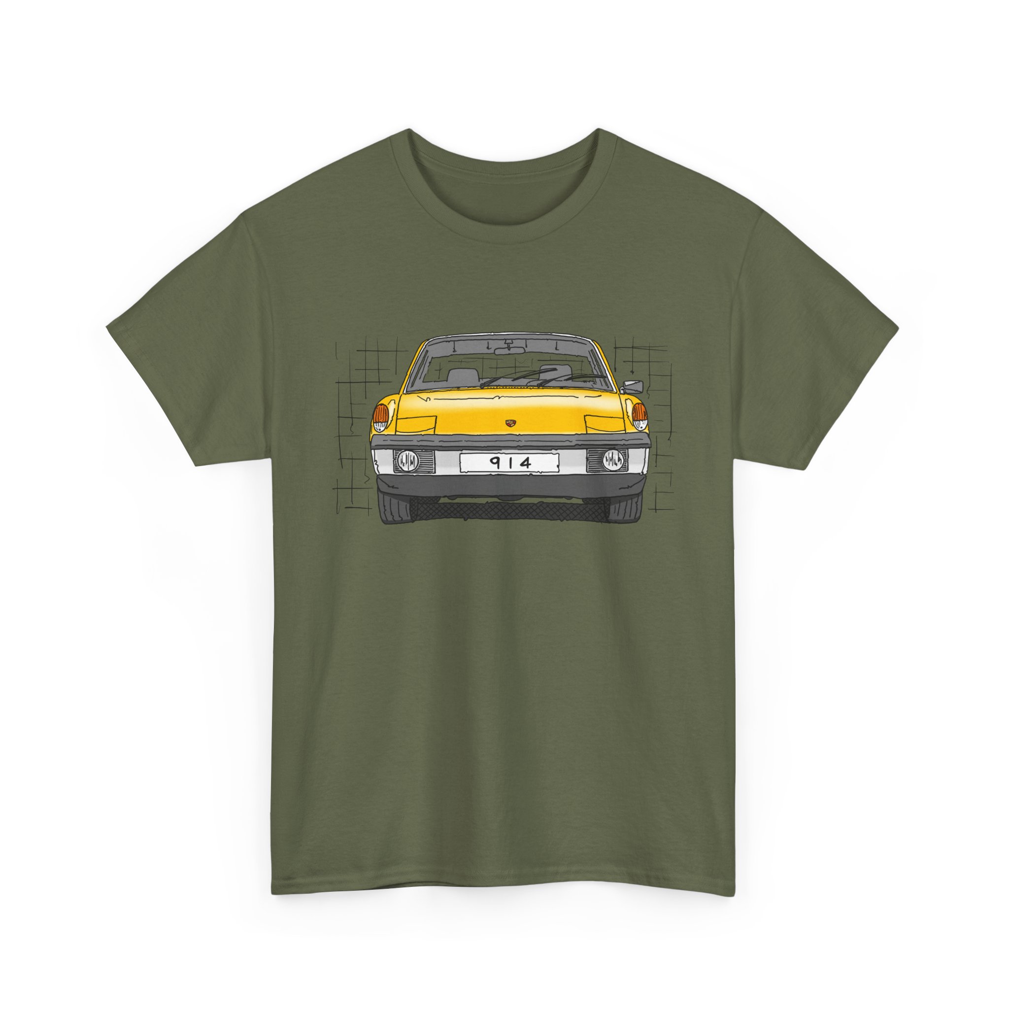 T-Shirt, Porsche 914, VW Porsche, Strichzeichnung, Gelb, personalisierbar – Bild 19