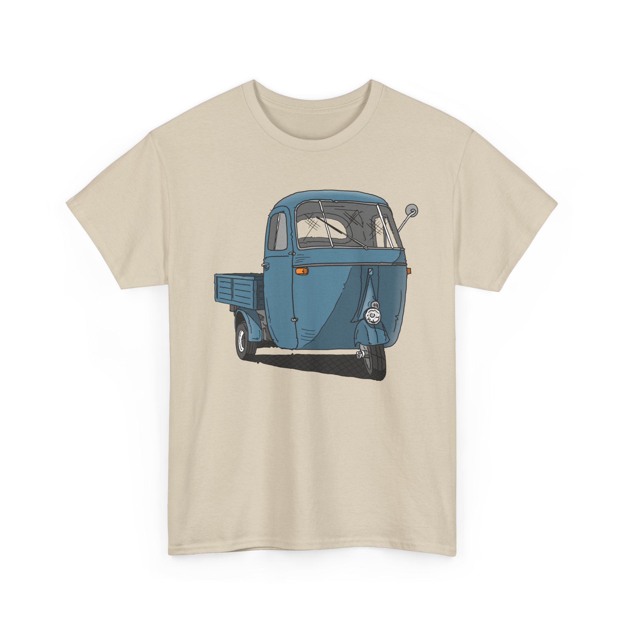 T-Shirt, Piaggio Ape, Strichzeichnung, Blau, mit Kennzeichen personalisierbar – Bild 11