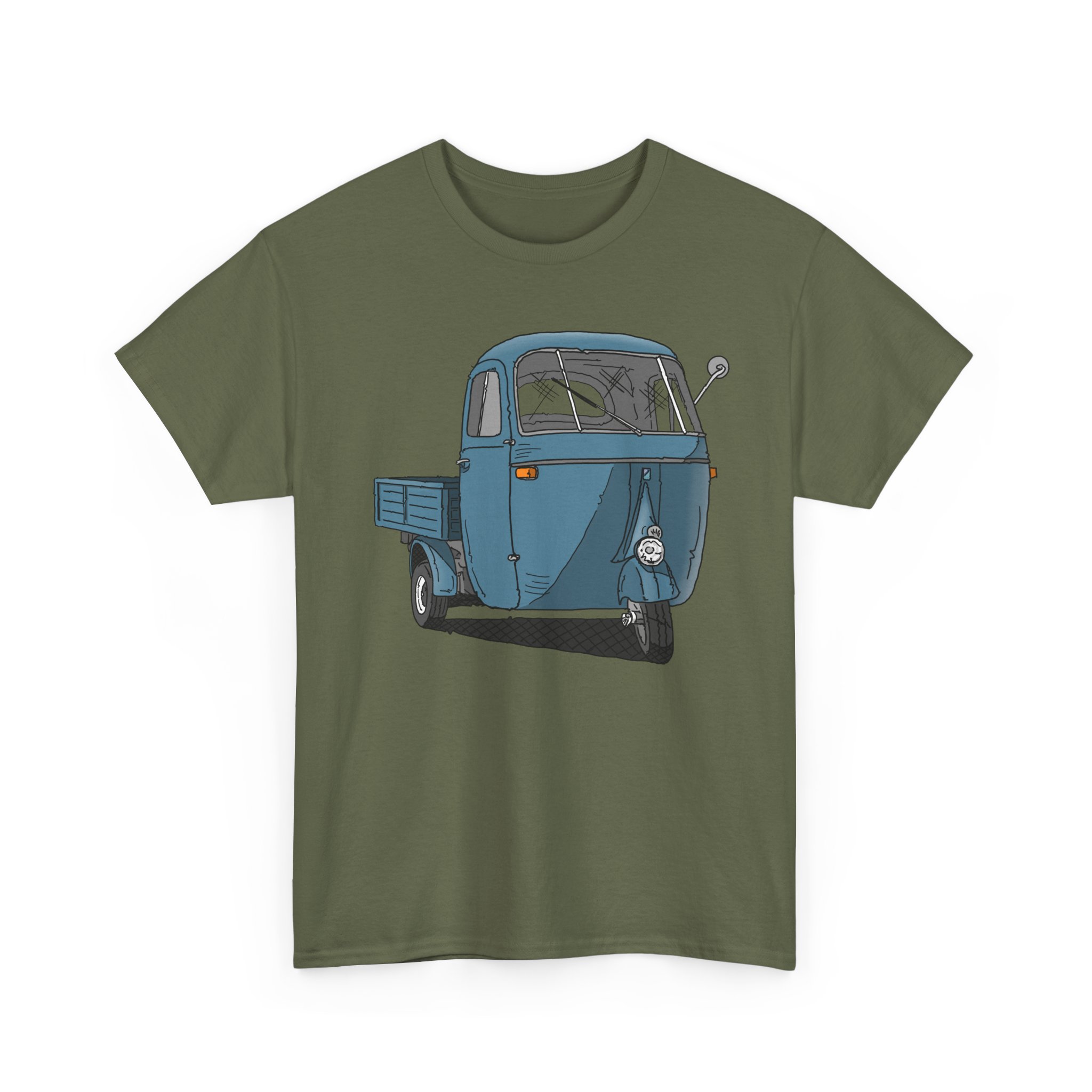 T-Shirt, Piaggio Ape, Strichzeichnung, Blau, mit Kennzeichen personalisierbar – Bild 10