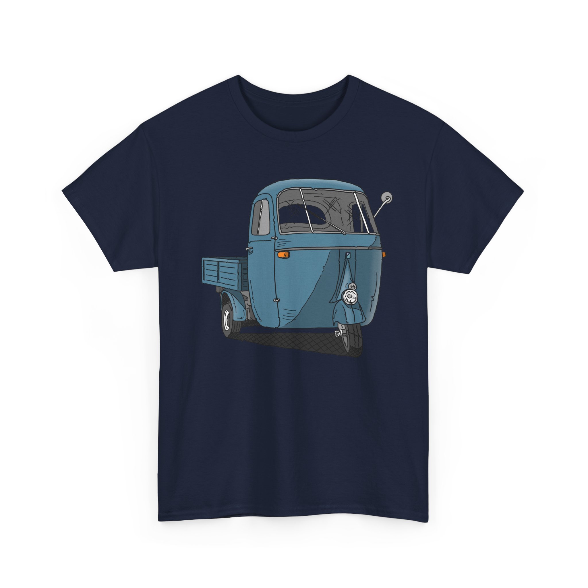 T-Shirt, Piaggio Ape, Strichzeichnung, Blau, mit Kennzeichen personalisierbar – Bild 5